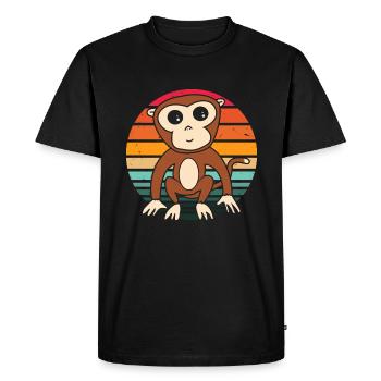 Vintage Retro Monkey - Men's Premium Organic T-Shirt - black - Front - Nico (187cm)