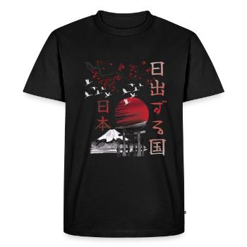 Art japonais Japon Fuji Torii - T-shirt Premium bio Homme - noir - Devant - Nico (187cm)