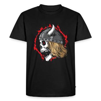 Viking Skull Warrior with Helmet - Men's Premium Organic T-Shirt - black - Front - Nico (187cm)