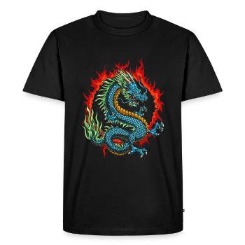 Dragon japonais en colère - T-shirt Premium bio Homme - noir - Devant - Nico (187cm)