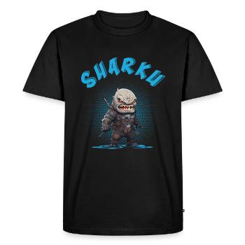 Chibi Sharku Warrior - Men's Premium Organic T-Shirt - black - Front - Nico (187cm)