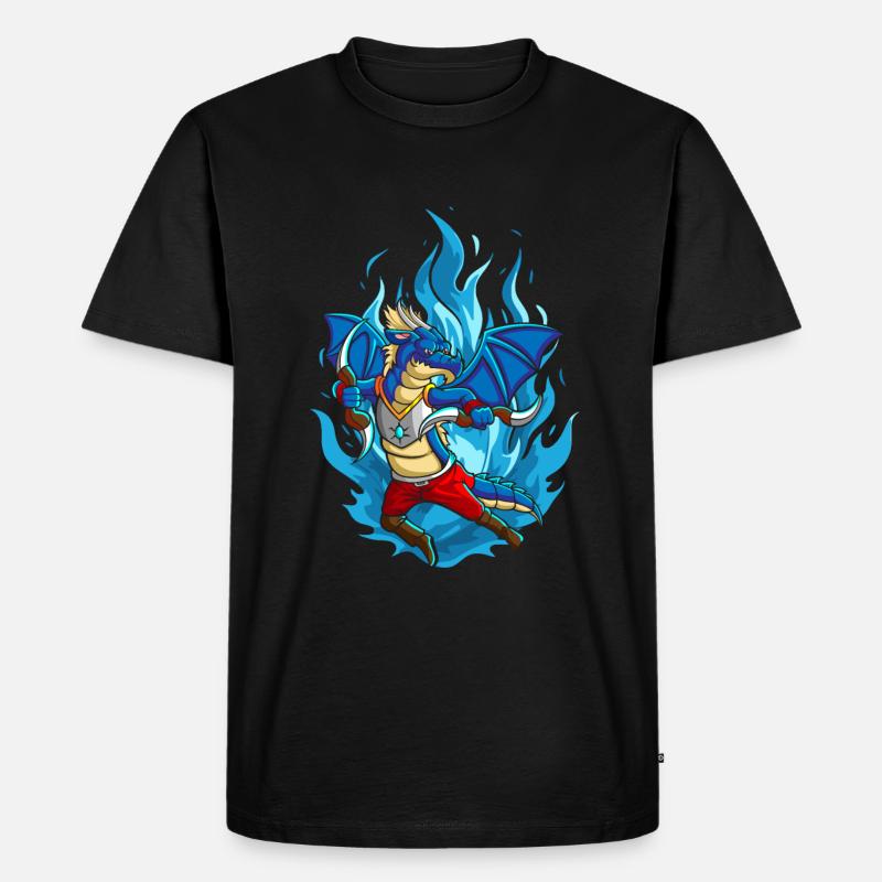 Der Drache mit Bumerang - Männer Premium Bio T-Shirt - Schwarz