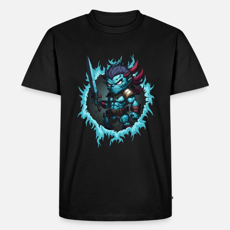 Der Monsterkrieger - Männer Premium Bio T-Shirt - Schwarz