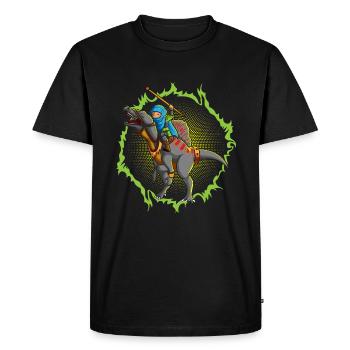 L’attaque ninja avec le Spinosaurus - T-shirt Premium bio Homme - noir - Devant - Nico (187cm)
