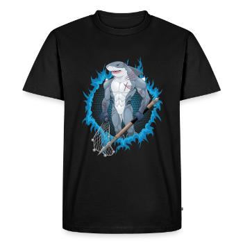 Requin mutant avec fond de feu bleu - T-shirt Premium bio Homme - noir - Devant - Nico (187cm)