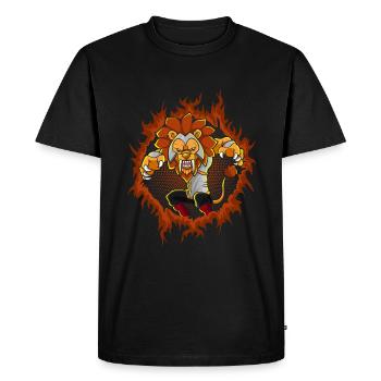 Le lion cool aux longs - T-shirt Premium bio Homme - noir - Devant - Nico (187cm)