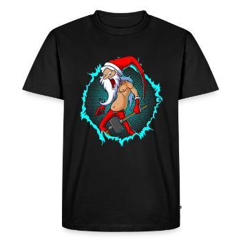 Le Père Noël fou en demi-teinte - T-shirt Premium bio Homme - noir - Devant - Nico (187cm)