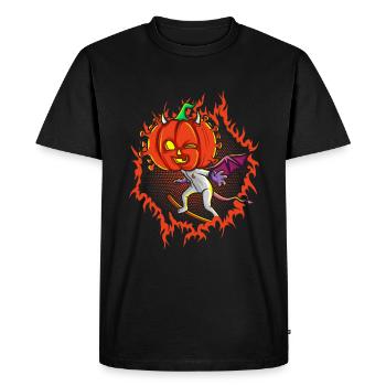La tête de citrouille du diable sorcier - T-shirt Premium bio Homme - noir - Devant - Nico (187cm)
