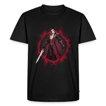 Seigneur vampire avec fond en demi-teinte - T-shirt Premium bio Homme - noir - Devant - Nico (187cm)