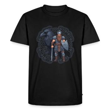 Viking warrior with raven - Men's Premium Organic T-Shirt - black - Front - Nico (187cm)