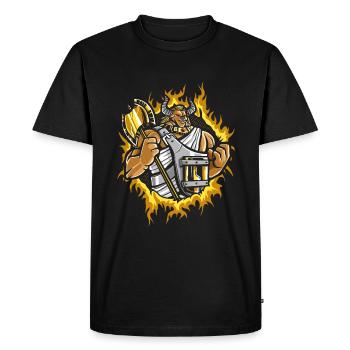 Minotaure avec fond de feu en demi-teinte - T-shirt Premium bio Homme - noir - Devant - Nico (187cm)