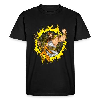 Dieux en colère avec fond de feu en demi-teinte - T-shirt Premium bio Homme - noir - Devant - Nico (187cm)