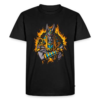 Anubis Dieu avec demi-teinte or feu - T-shirt Premium bio Homme - noir - Devant - Nico (187cm)