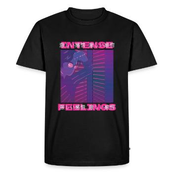 80's Retro Vaporwave Aesthetic Intense Feelings - Men's Premium Organic T-Shirt - black - Front - Nico (187cm)