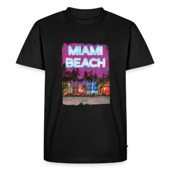 Miami Années 80 Rétro Vaporwave - T-shirt Premium bio Homme - noir - Devant - Nico (187cm)
