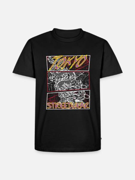 Japani Japanilainen Dragon Streetwear - Premium luomulaatuinen miesten t-paita - musta