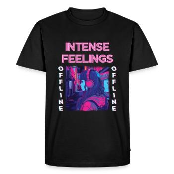 Anime 80s Retro Vaporwave Intense Feelings - Men's Premium Organic T-Shirt - black - Front - Nico (187cm)