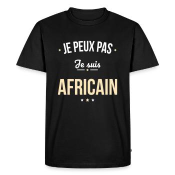 Je peux pas je suis Africain - T-shirt Premium bio Homme - noir - Devant - Nico (187cm)