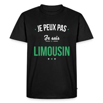Je peux pas je suis Limousin - T-shirt Premium bio Homme - noir - Devant - Nico (187cm)