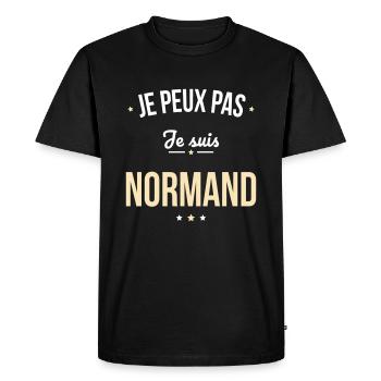 Je peux pas je suis Normand - T-shirt Premium bio Homme - noir - Devant - Nico (187cm)