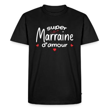 Marraine D'amour - Cadeau Meilleure Marraine - T-shirt Premium bio Homme - noir - Devant - Nico (187cm)