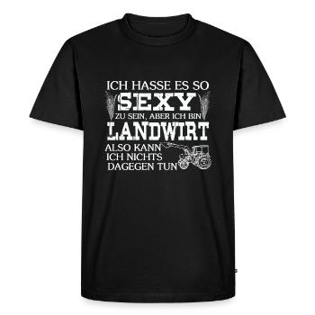 Fermier sexy - T-shirt Premium bio Homme - noir - Devant - Nico (187cm)