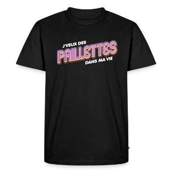 J veux des paillettes - T-shirt Premium bio Homme - noir - Devant - Nico (187cm)
