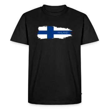 Finland flag - Men's Premium Organic T-Shirt - black - Front - Nico (187cm)