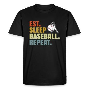 Manger Dormir Baseball Répéter Drôle De Baseball Amateur - T-shirt Premium bio Homme - noir - Devant - Nico (187cm)