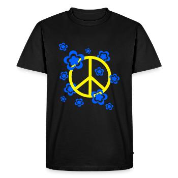 70s Flower Pattern - Men's Premium Organic T-Shirt - black - Front - Nico (187cm)