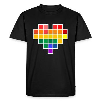 Cœur Rainbow Pixel - T-shirt Premium bio Homme - noir - Devant - Nico (187cm)