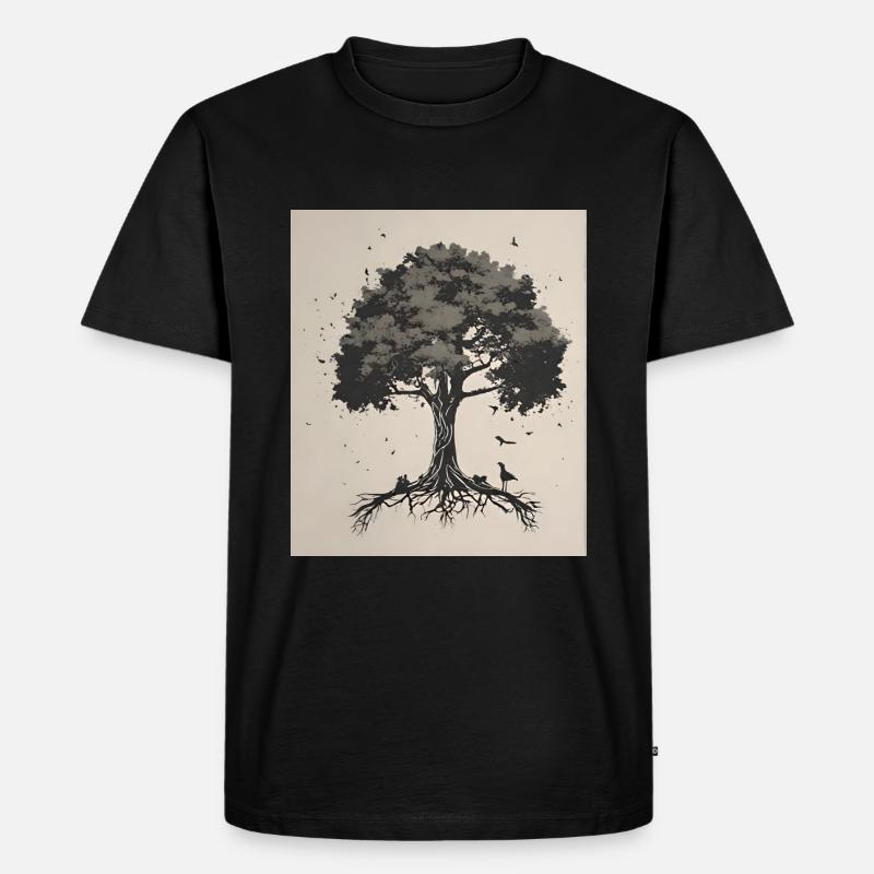 Baum des Lebens - Männer Premium Bio T-Shirt - Schwarz