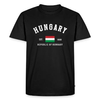 Hungary Est 1000 Vintage - Men's Premium Organic T-Shirt - black - Front - Nico (187cm)