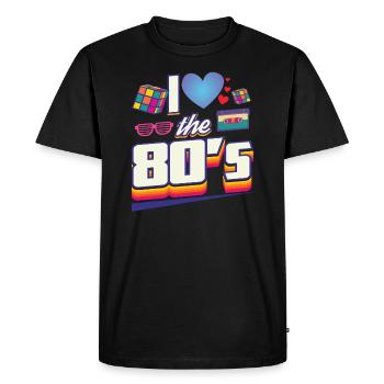 I Love 80s 80s Themed Party Outfit Gift - T-shirt Premium bio Homme - noir - Devant - Nico (187cm)