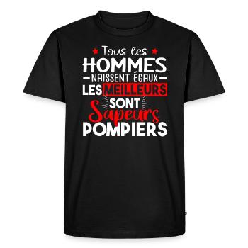 Sapeur Pompier Caserne Militaire Métier Humour - T-shirt Premium bio Homme - noir - Devant - Nico (187cm)