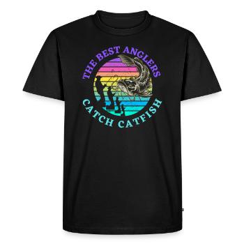 Conception rétro du poisson-chat - T-shirt Premium bio Homme - noir - Devant - Nico (187cm)