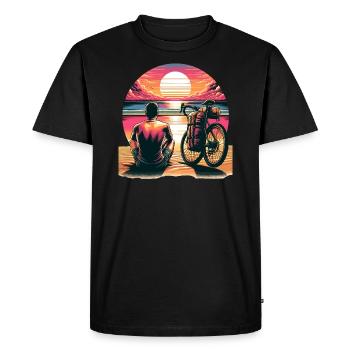 Visite à vélo au coucher du soleil - T-shirt Premium bio Homme - noir - Devant - Nico (187cm)