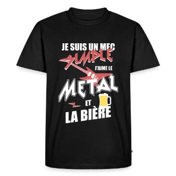 Métal - un mec simple - T-shirt Premium bio Homme - noir - Devant - Nico (187cm)