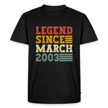 Légende depuis mars 2003 - T-shirt Premium bio Homme - noir - Devant - Nico (187cm)