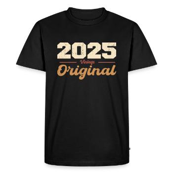 2025 Vintage Anniversaire Rétro Cadeau 2025 - T-shirt Premium bio Homme - noir - Devant - Nico (187cm)