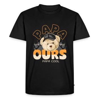 Papa ours papa cool cadeau papa - T-shirt Premium bio Homme - noir - Devant - Nico (187cm)