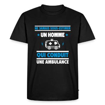 Un homme qui conduit une ambulance - T-shirt Premium bio Homme - noir - Devant - Nico (187cm)