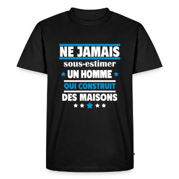 un homme qui construit des maisons - T-shirt Premium bio Homme - noir - Devant - Nico (187cm)