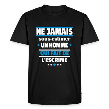 un homme qui pratique l'escrime - T-shirt Premium bio Homme - noir - Devant - Nico (187cm)