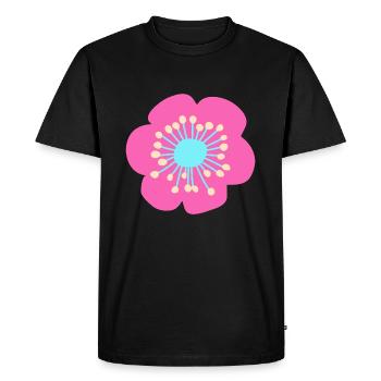 Fleur rose et cyan - T-shirt Premium bio Homme - noir - Devant - Nico (187cm)