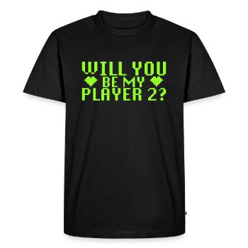 WILL YOU MARRY ME - PLAYER 2 - PROPOSITION - SE MARIER - T-shirt Premium bio Homme - noir - Devant - Nico (187cm)