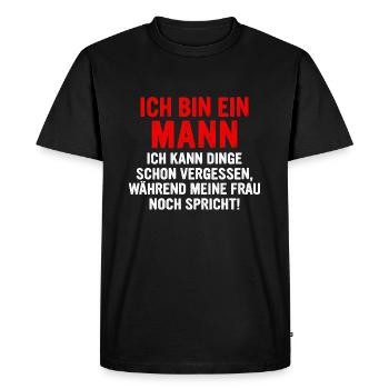 Je suis un homme, je peux oublier des choses - T-shirt Premium bio Homme - noir - Devant - Nico (187cm)