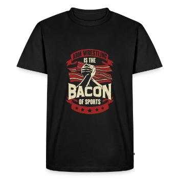 Armwrestling Bacon Armwrestler Gift - Men's Premium Organic T-Shirt - black - Front - Nico (187cm)