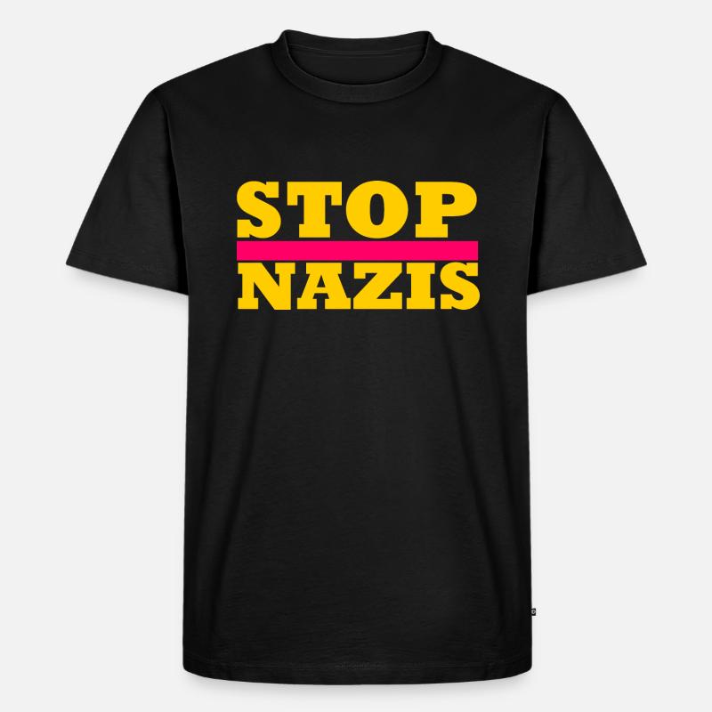 Stop Nazis - Männer Premium Bio T-Shirt - Schwarz
