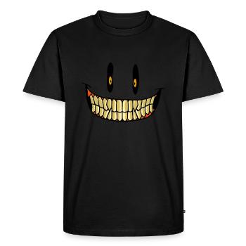 Rire sourire effrayant horreur halloween visage - T-shirt Premium bio Homme - noir - Devant - Nico (187cm)
